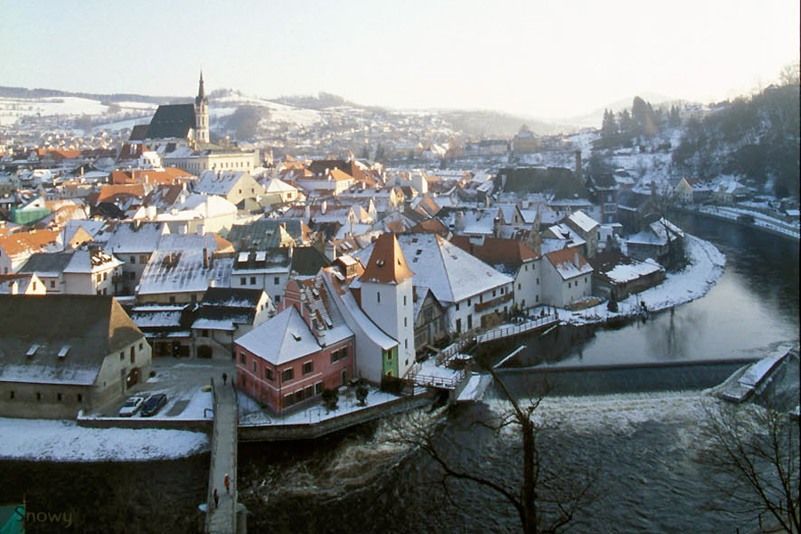 ヴルタヴァ川と旧市街＠チェスキー クルムロフ（2003-02-14）