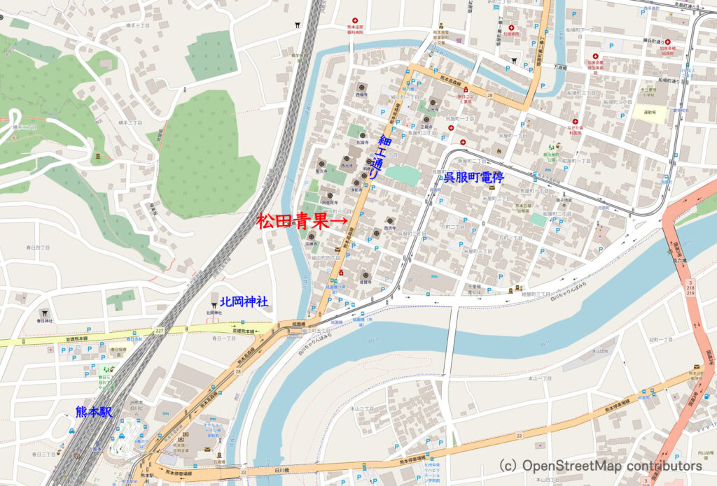 地図：熊本市中央区細工町