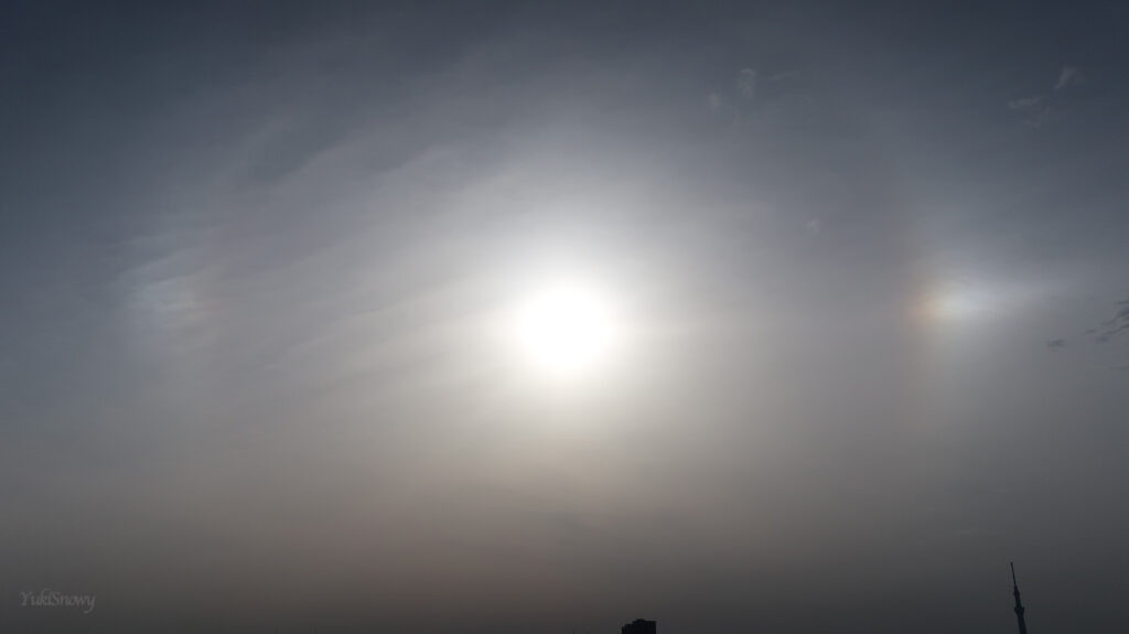2025-05-05 06:32 Tokyo, sun dogs, 22 degree halo